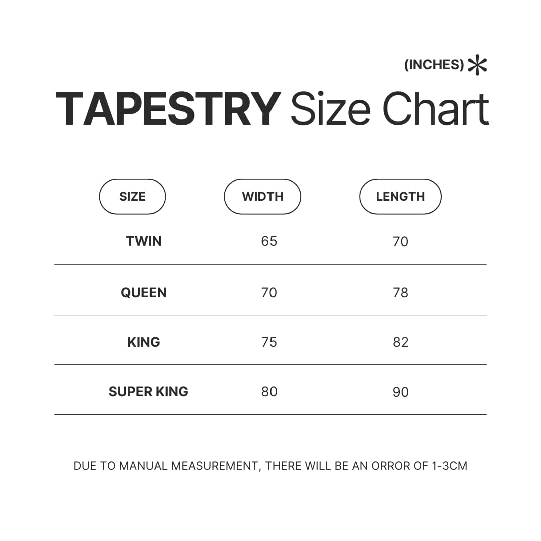 Tapestry Size Chart - Minikyu Merch