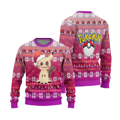 pokemon mimikyu anime ugly christmas sweater xmas gift be3jy - Minikyu Merch